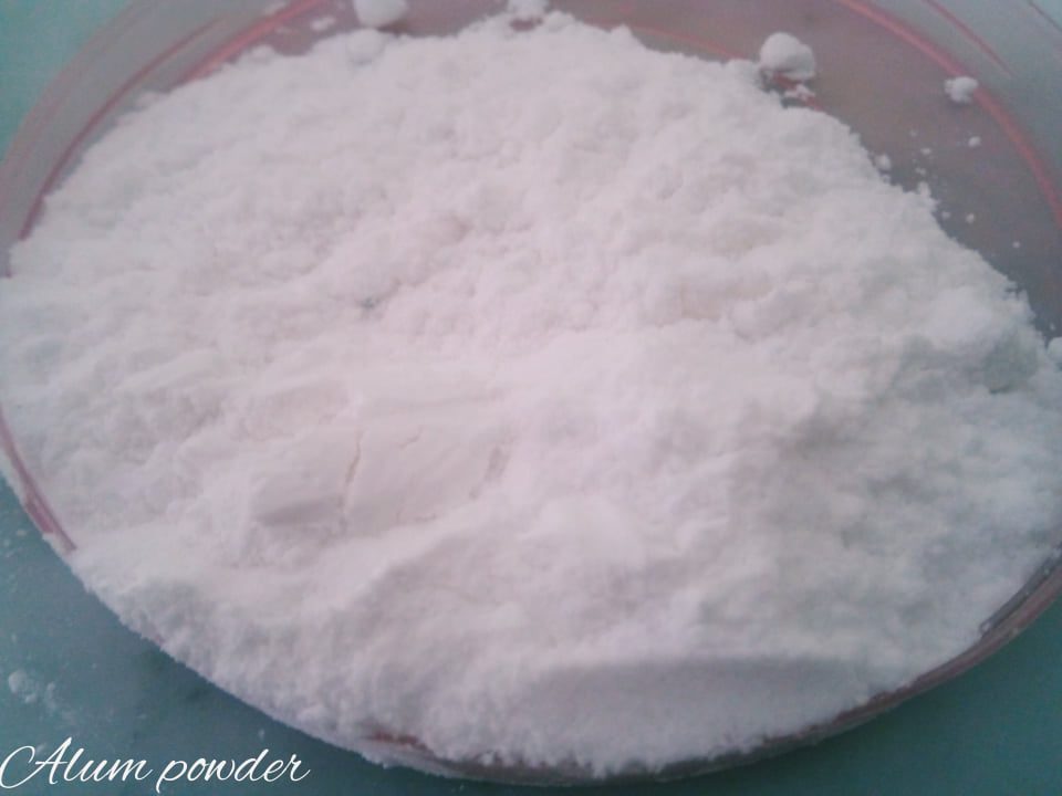 Alum powder for sweating